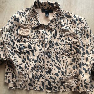 Leopard jean jacket